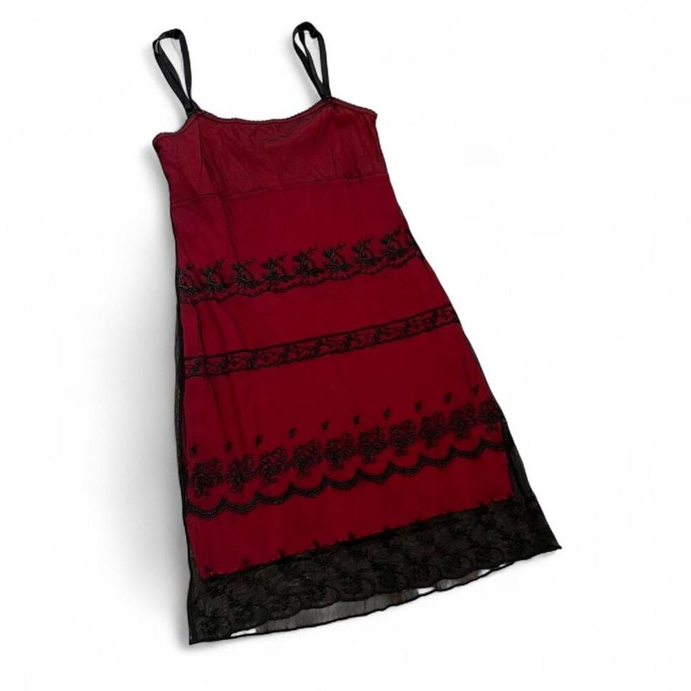 90s Grunge Mesh Floral Embroidered Mini Dress A17